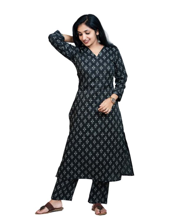 Black Kantha Cotton kurthi Cords